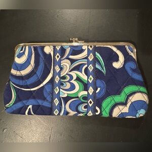 Vera Bradley Mediterranean Blue Kisslock Clutch Wallet.